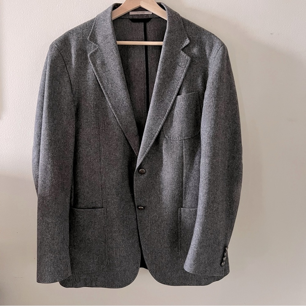 ZEGNA, Gray, unlined Wool Blazer size 44 regular